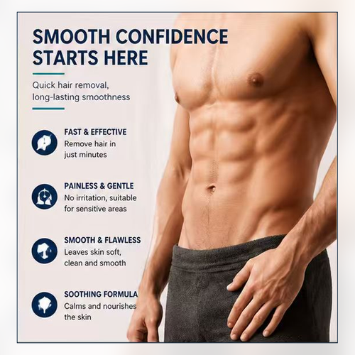 SEWOG Men’s Hair Removal Cream – 5–8 Min Depilatory Cream for Chest, Legs & Bikini Area, Gentle & Easy Wipe-Off Formula, Smooth Body Grooming for Men