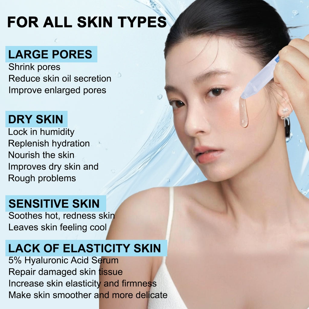 5% Hyaluronic Acid Serum Ultra Moisturizing & Elastic Skin - Wake Nature Perfection Hyaluronic Acid - Anti-Aging Serum for Face Single-Use Vials Skincare - Repair Sensitive Skin (1.5 ml)*30